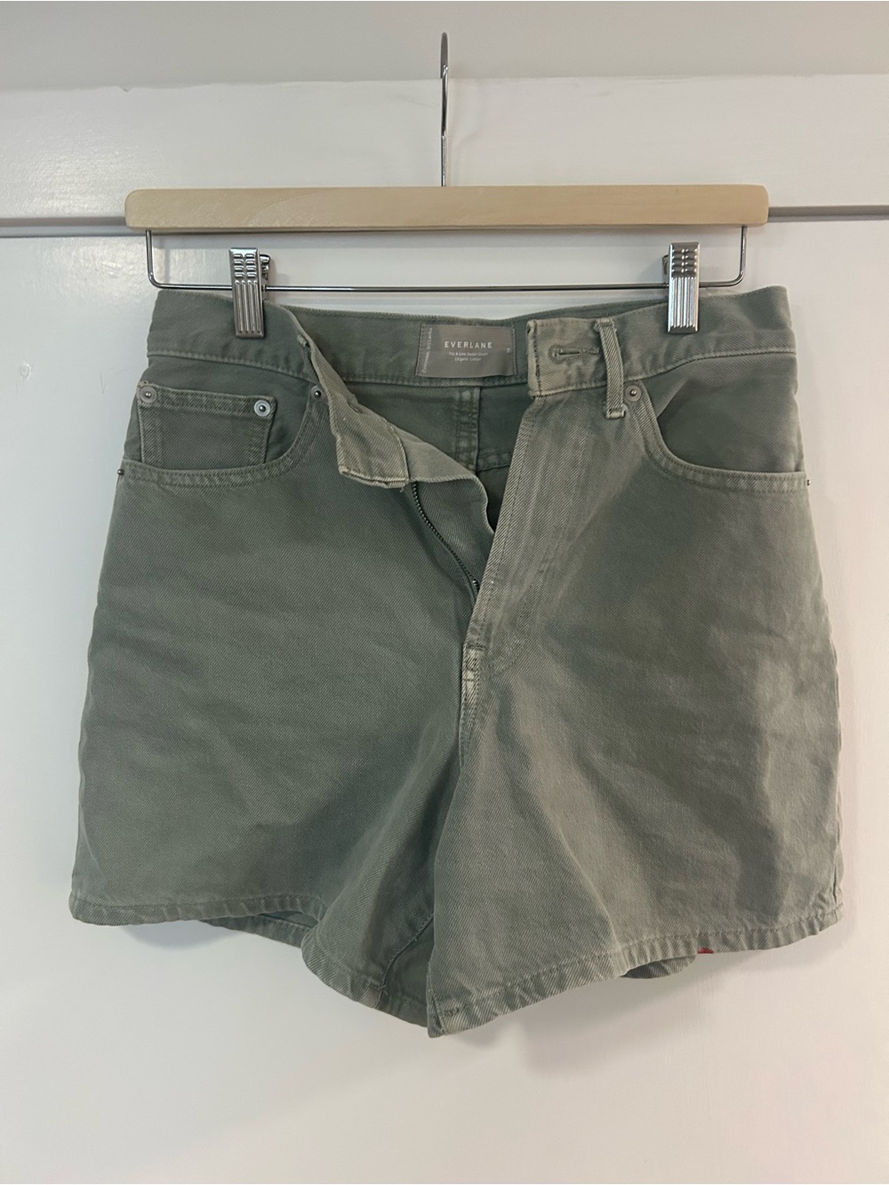 Everlane Olive Relaxed High-Rise Jean Shorts